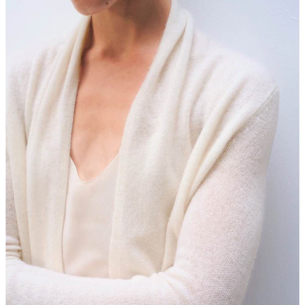 White‎ & Warren Cashmere Ivory Trapeze Cardigan